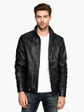 Men's black retro leather jacket