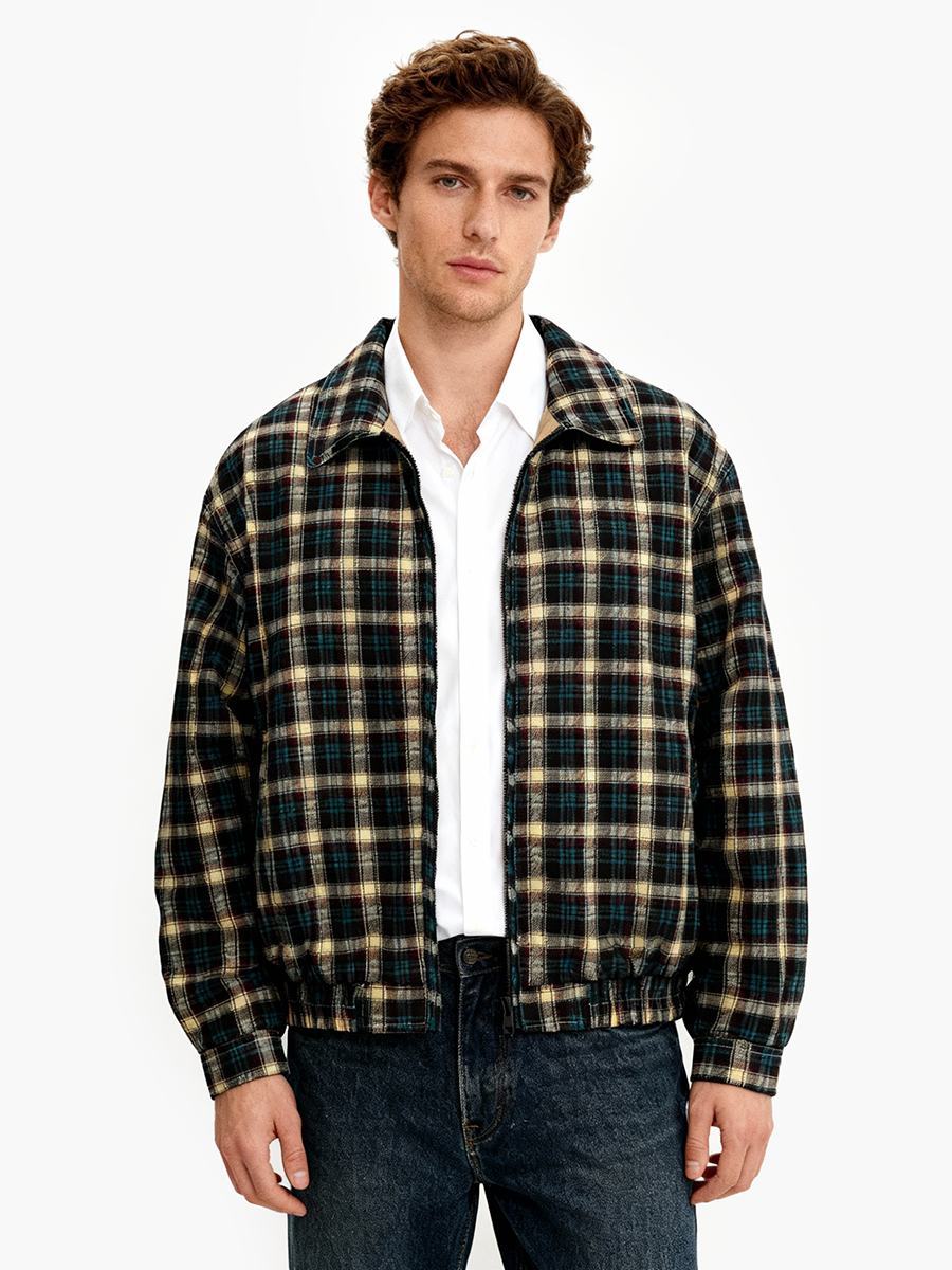 男士格纹双面夹克