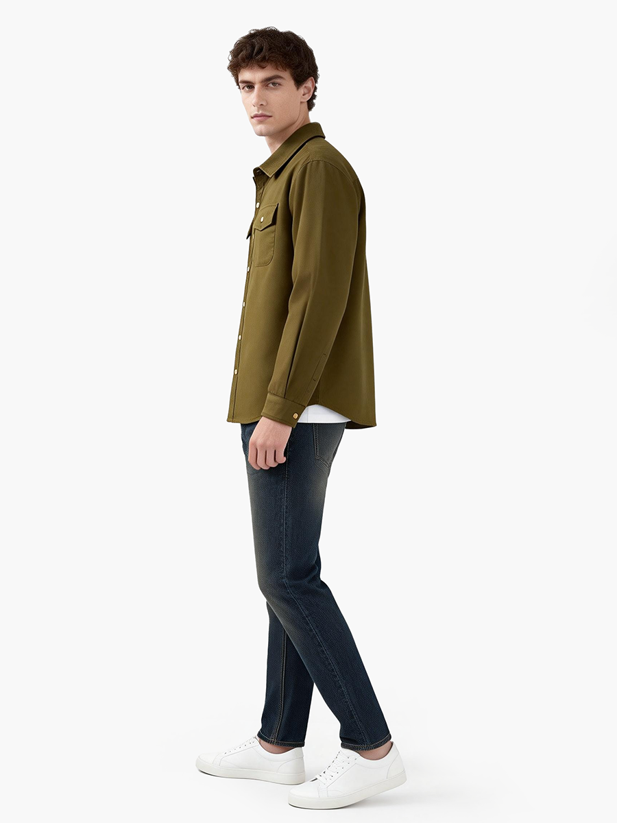 男士多口袋长袖衬衫