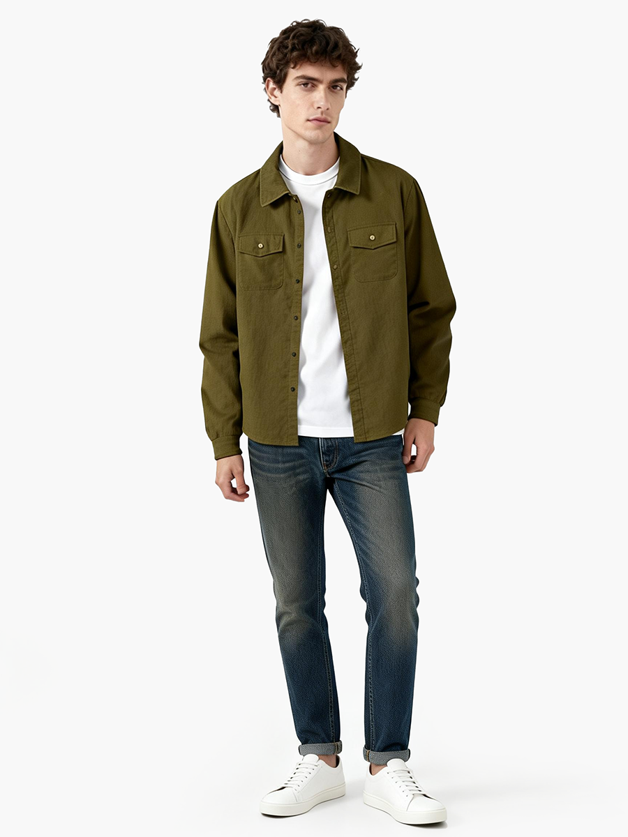 男士多口袋长袖衬衫