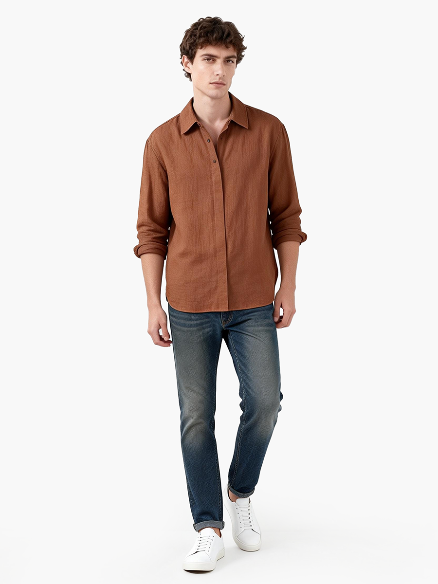 男士纯棉长袖衬衫