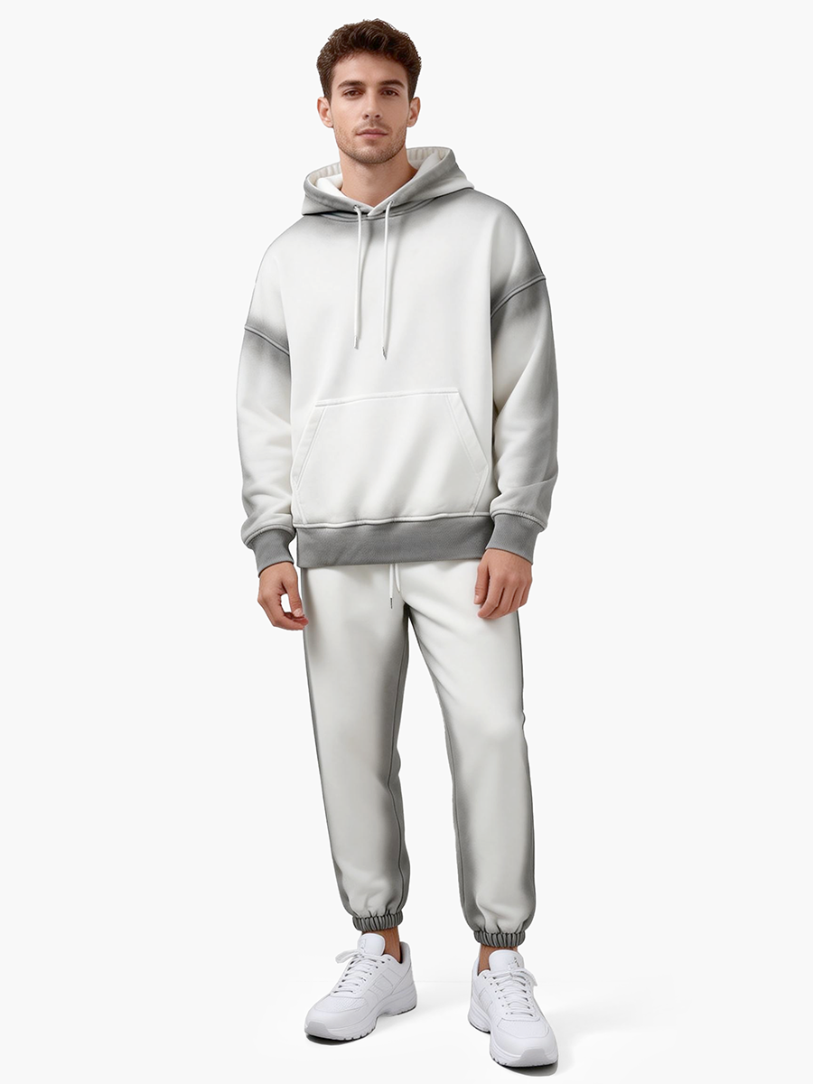 男士渐变色运动连帽衫套装