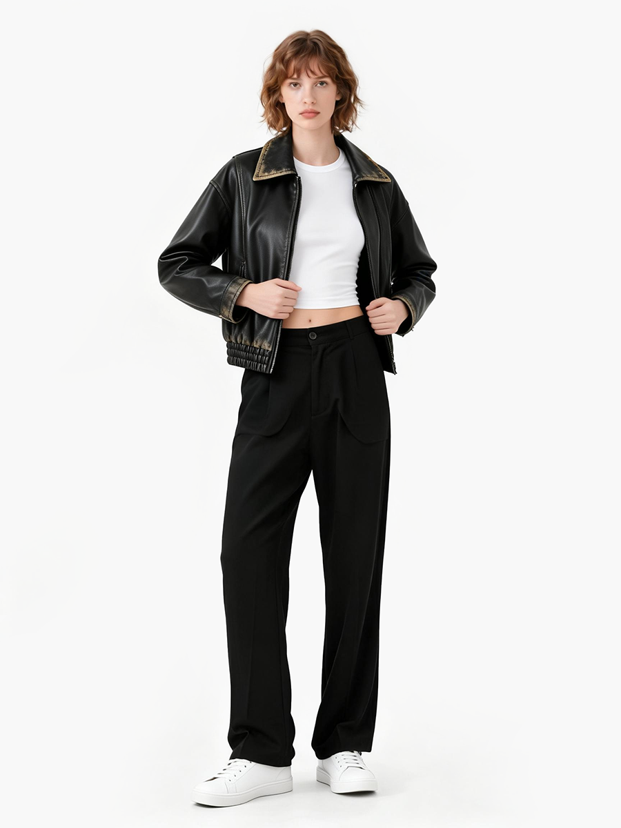 Lady's short leather jacket