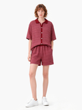 女式短袖条纹短裤家居服套装