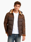 Men's hooded quilted winter warm-up coat