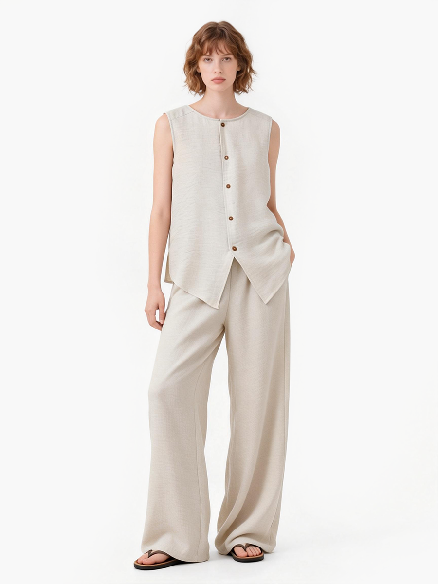 Ladies' cotton sleeveless shirt set