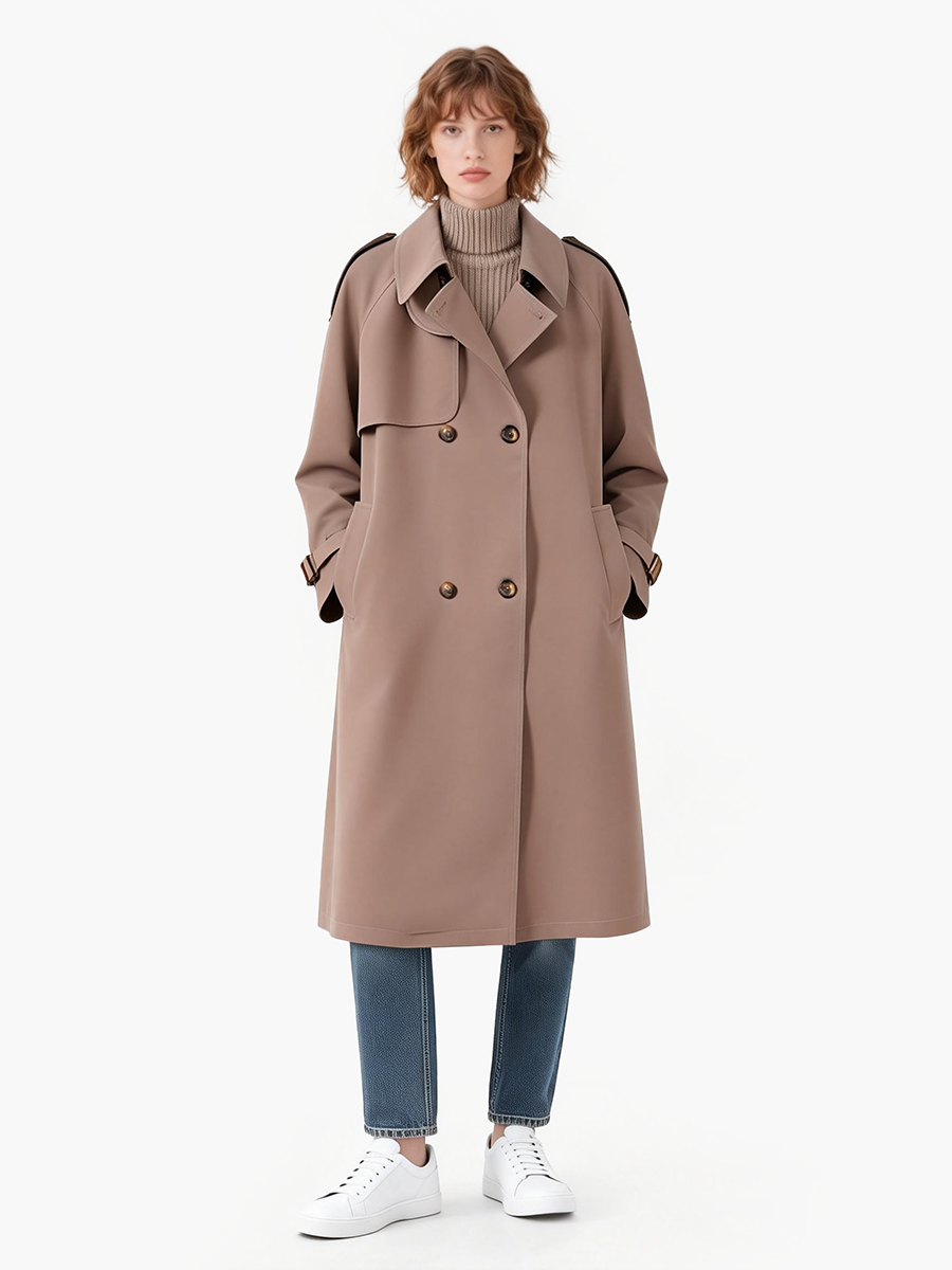 Lady's button-down trench coat