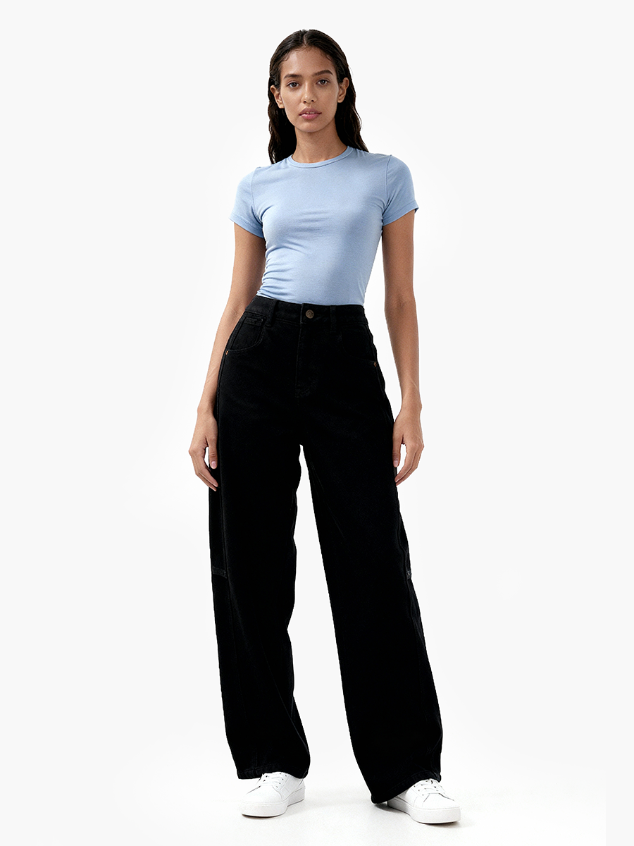 Lady's solid black jeans