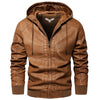 JACKETS KEZONO Leather Country Vintage Solid Hooded Jacket