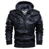 JACKETS KEZONO Leather Detachable Hooded Retro Locomotive Jacket