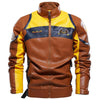 JACKETS KEZONO Leather Fleece Colorful Embroidery Racing MOTO Jacket SADDLEBROWN / S