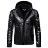 JACKETS KEZONO Leather Fleece Thickening Hooded Locomotive Jacket BLACK / S