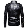 JACKETS KEZONO Leather Punk Colorblock Race Biker Lapel Jacket