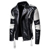 JACKETS KEZONO Leather Punk Colorblock Race Biker Lapel Jacket