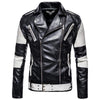 JACKETS KEZONO Leather Punk Colorblock Race Biker Lapel Jacket WHITE / S