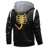 JACKETS KEZONO Scorpion Embroidery Leather Jacket HOODIE + EMBROIDERY / BLACK / S