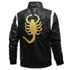JACKETS KEZONO Scorpion Embroidery Leather Jacket EMBROIDERY + NO HOODIE / BLACK / S