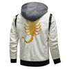 JACKETS KEZONO Scorpion Embroidery Leather Jacket HOODIE + EMBROIDERY / WHITE / S